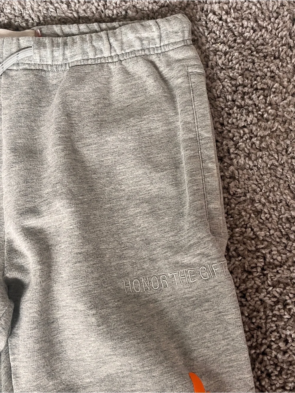 Honor The Gift Grey Joggers Kids Size 12 Orange Graphic Streetwear Sweatpants